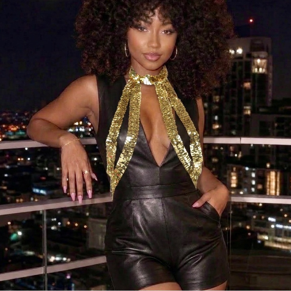 Glamorous Elastic Sequins Body Chain